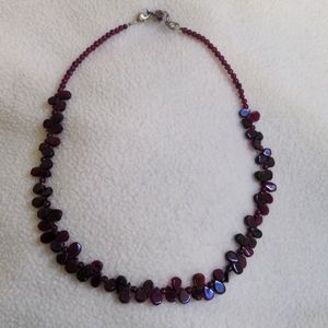 Garnet beaded necklace with silver adjustable catch
